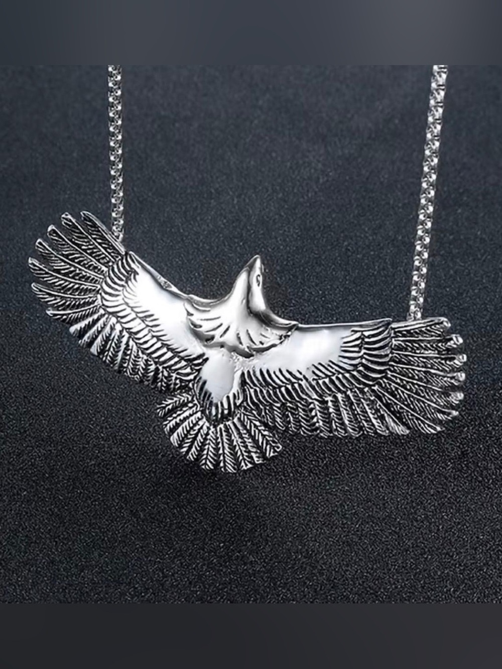 Silver Eagle Pendant Necklace - Stylish Bird Wing Design